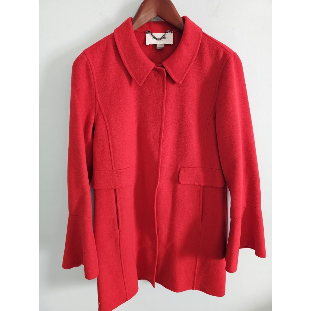 Gerry Weber Flared Sleeve Woolblend Red OverCoat Size 4‎